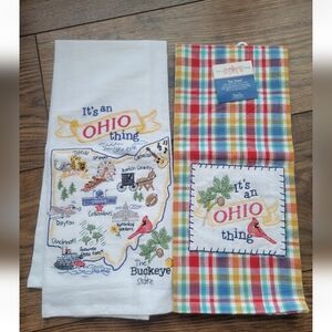Kay Dee Home State Of OHIO  2 Piece Embroided Tea Towel Set